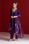 Shop_Sitaraa_Purple Embroidery V-neck Manjiri Royal Kurta With Pant _Online_at_Aza_Fashions