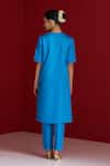 Shop_Sitaraa_Sky Blue Embroidery Round Neck Aalaya Kurta With Pant _at_Aza_Fashions
