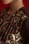 Buy_Sitaraa_Brown Embroidery, Beads Round Neck Vajrika Bolero Kurta Set 