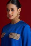 Sitaraa_Cobalt Embroidery Round Neck Hamsika Blue Kurta With Pant _Online_at_Aza_Fashions