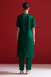 Shop_Sitaraa_Green Embroidery V-neck Ambhrini Pleated And Kurta With Pant _at_Aza_Fashions