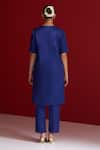 Shop_Sitaraa_Blue Embroidery V-neck Kanchana Kurta With Pant _at_Aza_Fashions