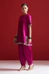 Buy_Sitaraa_Purple Embroidery Round Neck Indira Mulberry Wood Kurta With Pant 