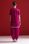 Shop_Sitaraa_Purple Embroidery Round Neck Indira Mulberry Wood Kurta With Pant _at_Aza_Fashions