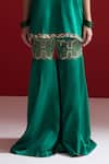 Buy_Sitaraa_Emerald Green Embroidery Round Neck Padmika Kurta With Gharara _Online_at_Aza_Fashions