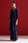 Sitaraa_Blue Embroidery V-neck Dravya Midnight Kurta With Pant _Online_at_Aza_Fashions