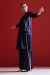 Shop_Sitaraa_Blue Embroidery V-neck Dravya Midnight Kurta With Pant _Online_at_Aza_Fashions