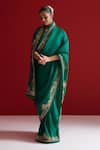 Shop_Sitaraa_Emerald Green Embroidery Ananta Saree With Blouse _at_Aza_Fashions