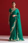 Buy_Sitaraa_Emerald Green Embroidery Ananta Saree With Blouse _at_Aza_Fashions