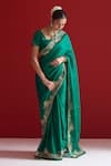 Buy_Sitaraa_Emerald Green Embroidery Ananta Saree With Blouse _Online_at_Aza_Fashions