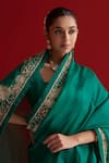 Shop_Sitaraa_Emerald Green Embroidery Ananta Saree With Blouse _Online_at_Aza_Fashions