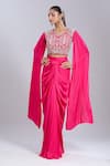 Buy Samyukta Singhania Pink Satin, Georgette Beads, Embroidery Round Neck Blouse And Skirt Set at Aza Fashions Buy_Samyukta Singhania_Pink Satin, Georgette Beads, Embroidery Round Neck Blouse And Skirt Set _at_Aza_Fashions