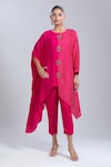 Buy_Samyukta Singhania_Pink Crepe Round Neck Asymmetric Tunic With Pant _at_Aza_Fashions