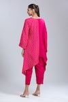Samyukta Singhania_Pink Crepe Round Neck Asymmetric Tunic With Pant _Online_at_Aza_Fashions