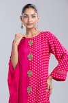Buy_Samyukta Singhania_Pink Crepe Round Neck Asymmetric Tunic With Pant 