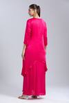 Samyukta Singhania_Pink Satin Tassels Round Neck Embroidered Tunic And Skirt Set _Online_at_Aza_Fashions