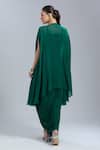Samyukta Singhania_Green Crepe, Organza Embroidery Round , Square Cape Tunic And Skirt Set _Online_at_Aza_Fashions