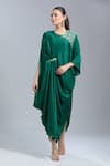 Buy Samyukta Singhania Green Satin, Georgette Embroidery Round Neck Placement Kaftan Online at Aza Fashions Buy_Samyukta Singhania_Green Satin, Georgette Embroidery Round Neck Placement Kaftan _Online_at_Aza_Fashions