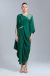 Shop Samyukta Singhania Green Satin, Georgette Embroidery Round Neck Placement Kaftan Online at Aza Fashions Shop_Samyukta Singhania_Green Satin, Georgette Embroidery Round Neck Placement Kaftan _Online_at_Aza_Fashions