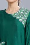 Buy Samyukta Singhania Green Satin, Georgette Embroidery Round Neck Placement Kaftan Buy_Samyukta Singhania_Green Satin, Georgette Embroidery Round Neck Placement Kaftan