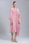 Buy_Samyukta Singhania_Pink Georgette Beads Round Neck Draped Kaftan _Online_at_Aza_Fashions