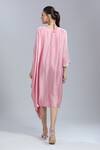 Samyukta Singhania_Pink Georgette Beads Round Neck Draped Kaftan _Online_at_Aza_Fashions
