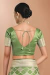 Samyukta Singhania_Green Embroidery, Zari V-neck Woven Banarasi Silk Saree With Blouse _Online