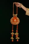 Buy_saina kapoor_Orange Embroidery, Tassels Aari Work Potli Bag _at_Aza_Fashions