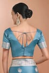 Buy_Samyukta Singhania_Blue Zari V-neck Woven Banarasi Silk Saree With Blouse 