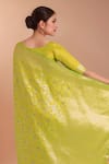 Buy_Samyukta Singhania_Green Tassels, Zari V-neck Woven Banarasi Silk Saree With Blouse 