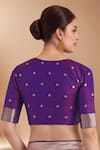 Buy_Samyukta Singhania_Purple Embroidery, Zari V-neck Woven Banarasi Silk Saree With Blouse 