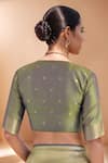 Shop_Samyukta Singhania_Green Zari V-neck Woven Banarasi Silk Saree With Blouse 
