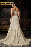 Shop_Diyarajvvir_Silver Tulle Sequins, Beads, Embroidery Embellished Corset And Mermaid Lehenga Set _at_Aza_Fashions