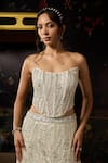 Buy_Diyarajvvir_Silver Tulle Sequins, Beads, Embroidery Embellished Corset And Mermaid Lehenga Set _Online_at_Aza_Fashions