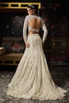 Shop Diyarajvvir Silver Tulle Beads, Sequins Square Neck Embellished Blouse With Lehenga Skirt at Aza Fashions Shop_Diyarajvvir_Silver Tulle Beads, Sequins Square Neck Embellished Blouse With Lehenga Skirt _at_Aza_Fashions