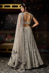 Shop_Diyarajvvir_Silver Tulle Applique, Mirrors Sweetheart Neck Work Lehenga Set _at_Aza_Fashions