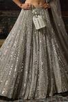 Shop_Diyarajvvir_Silver Tulle Applique, Mirrors Sweetheart Neck Work Lehenga Set _Online_at_Aza_Fashions