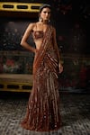 Buy Diyarajvvir Rust Tulle Sequins, Beads, Zari Square Embellished Pre-draped Saree With Blouse at Aza Fashions Buy_Diyarajvvir_Rust Tulle Sequins, Beads, Zari Square Embellished Pre-draped Saree With Blouse _at_Aza_Fashions