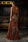 Shop Diyarajvvir Rust Tulle Sequins, Beads, Zari Square Embellished Pre-draped Saree With Blouse at Aza Fashions Shop_Diyarajvvir_Rust Tulle Sequins, Beads, Zari Square Embellished Pre-draped Saree With Blouse _at_Aza_Fashions