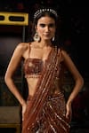 Diyarajvvir Rust Tulle Sequins, Beads, Zari Square Embellished Pre-draped Saree With Blouse Online at Aza Fashions Diyarajvvir_Rust Tulle Sequins, Beads, Zari Square Embellished Pre-draped Saree With Blouse _Online_at_Aza_Fashions