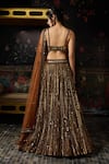 Shop_Diyarajvvir_Gold Tulle Mirrors, Sequins Round Neck Embellished Lehenga Set _at_Aza_Fashions