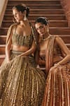 Buy_Diyarajvvir_Gold Tulle Mirrors, Sequins Round Neck Embellished Lehenga Set _Online_at_Aza_Fashions