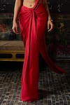 Diyarajvvir_Red Tulle, Satin Beads, Embroidery, Pre-draped Saree With Embellished Blouse _Online_at_Aza_Fashions