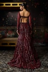 Shop_Diyarajvvir_Maroon Tulle, Satin, Lycra, Shantoon Embellished Blouse With Mermaid Lehenga _at_Aza_Fashions