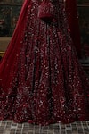 Buy_Diyarajvvir_Maroon Tulle Beads, Embroidery Off-shoulder Tonal Embellished Lehenga Set _Online_at_Aza_Fashions