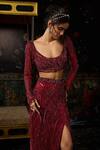 Buy Diyarajvvir Maroon Tulle Sequins, Beads, Embroidery Round Embellished Blouse With Slit Skirt Online at Aza Fashions Buy_Diyarajvvir_Maroon Tulle Sequins, Beads, Embroidery Round Embellished Blouse With Slit Skirt _Online_at_Aza_Fashions