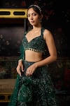 Diyarajvvir_Green Tulle, Crepe, Shantoon Sequins, Beads, Tonal Embellished Lehenga Set _Online_at_Aza_Fashions