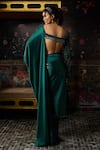 Shop_Diyarajvvir_Green Tulle, Satin Tassels, Pre-draped Dhoti Saree And Embellished Blouse Set _at_Aza_Fashions