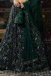 Buy_Diyarajvvir_Green Tulle Sequins, Embroidery Square Neck Embellished Lehenga Set _Online_at_Aza_Fashions