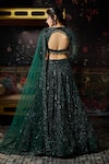 Shop_Diyarajvvir_Green Tulle Sequins, Embroidery Square Neck Embellished Lehenga Set _at_Aza_Fashions